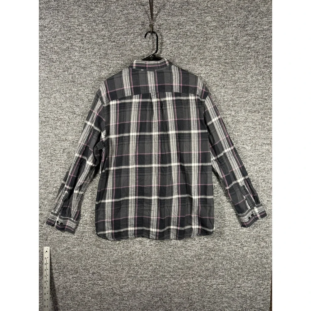 The North Face Mens Plaid Flannel Shirt Grey Black Pink Long Sleeve Button Down